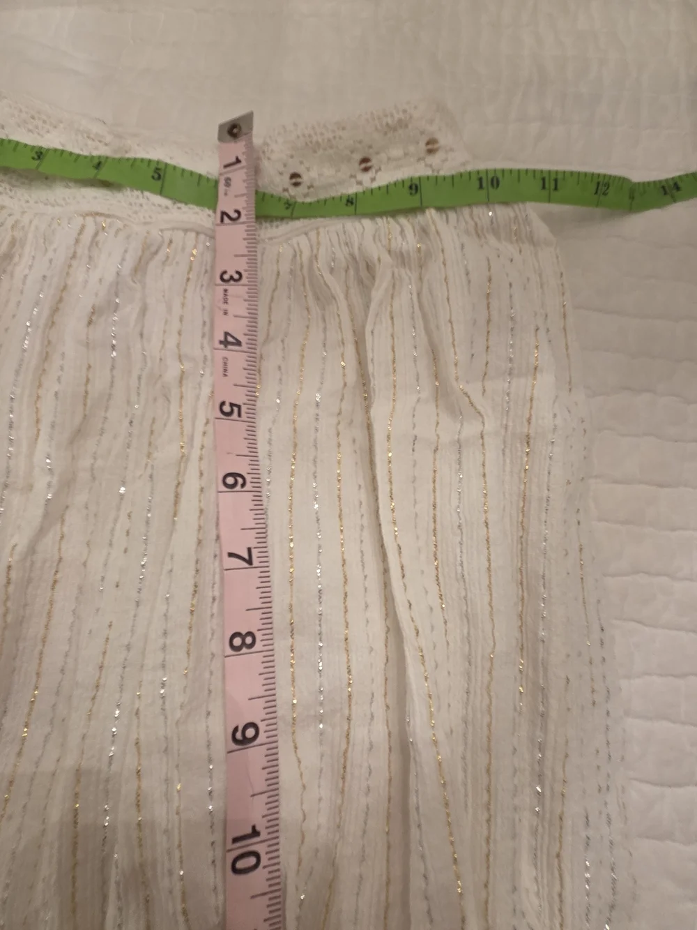 Justice Cream High-Low Tiered Ruffle Skirt with Metallic Thread Size 10